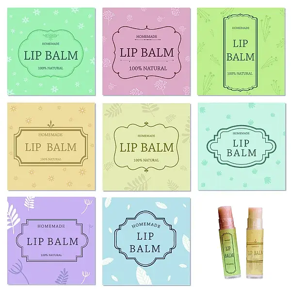 80Pcs 8 Style Lip Balm DIY Label Sticker