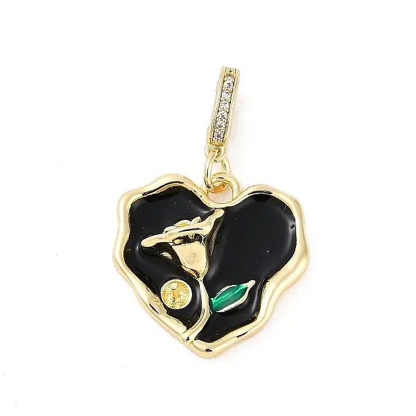 Brass Enamel Micro Pave Cubic Zirconia Pendants