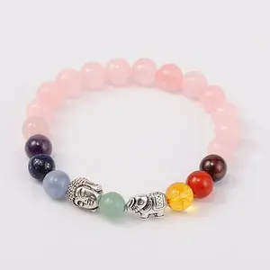 Stretch Buddhist Jewelry Multi-Color Gemstone Chakra Bracelets