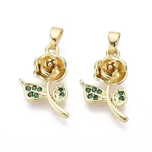 Brass Micro Pave Cubic Zirconia Pendants