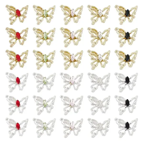 30Pcs 10 Colors Alloy Glass Cabochons