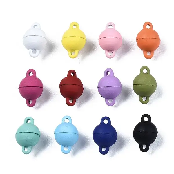 Spray Painted Alloy Magnetic Clasps with Loops