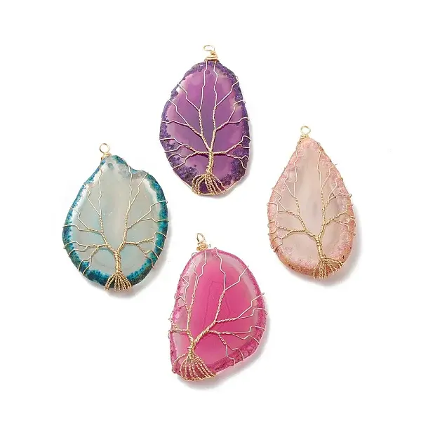 Natural Agate Slices Big Pendants