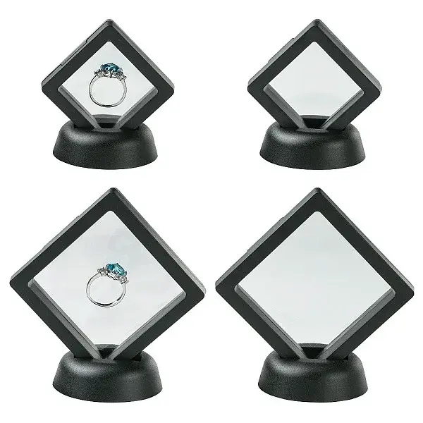4Pcs 2 Styles Plastic 3D Floating Frame Display Holder