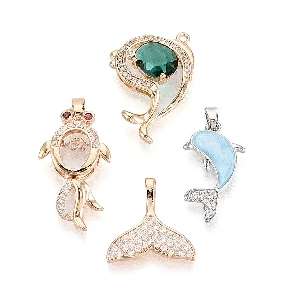 Brass Micro Pave Cubic Zirconia and Enamel Pendants