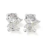 Brass Micro Pave Clear Cubic Zirconia Beads