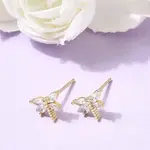 Brass Micro Pave Clear Cubic Zirconia Stud Earrings