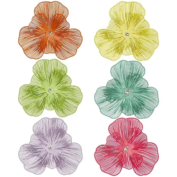 12Pcs 6 Colors Spray Printed 430 Stainless Steel Bead Caps