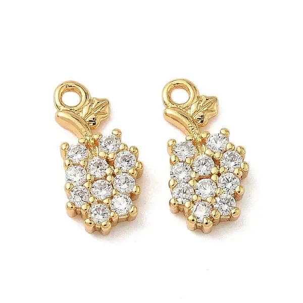 Brass Micro Pave Clear Cubic Zirconia Charms