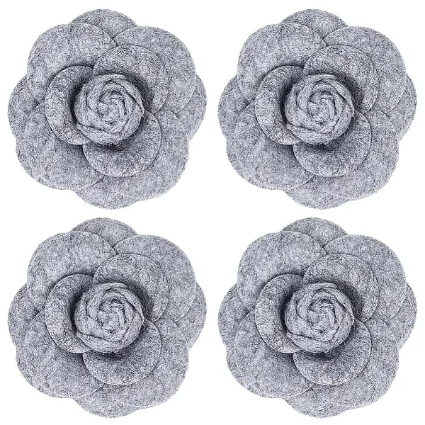 4Pcs Cloth Art Camelia Brooch Pins