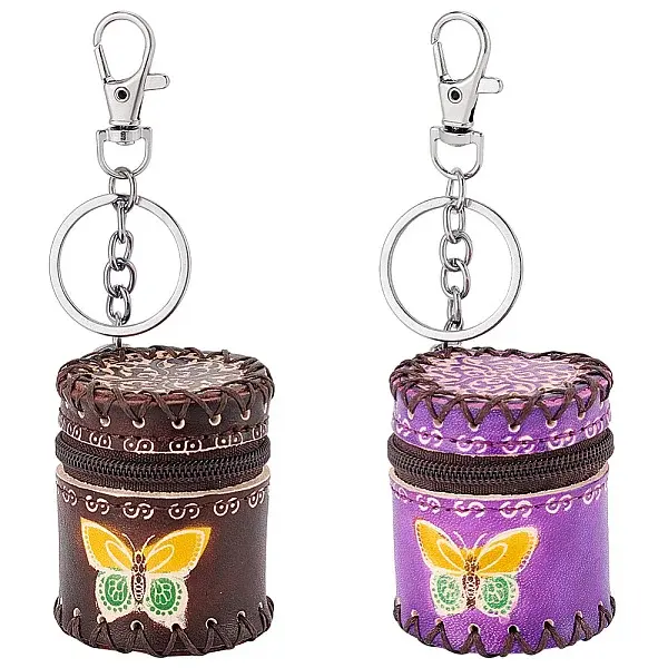 2Pcs 2 Colors Butterfly Pattern Leather Cylinder Wallets