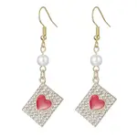 Alloy Crystal Rhinestone Rectangle with Heart Dangle Earrings