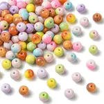 100Pcs Two-tone Opaque Spray Painted Glass Beads
