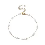 Glass Pearl Gourd Beaded Link Chain Anklet