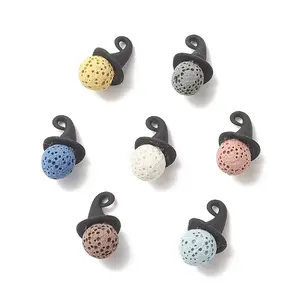 Natural Lava Rock Dyed Round Pendants