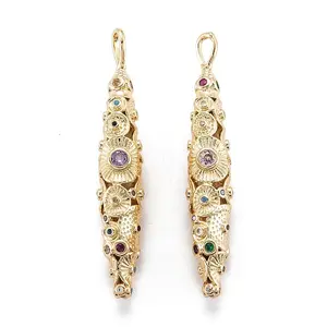 Real 18K Gold Plated Brass Micro Pave Cubic Zirconia Pendants