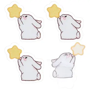 4Pcs Rabbit & Star Computerized Embroidery Cloth Patches