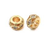 Brass Micro Pave Clear Cubic Zirconia Beads