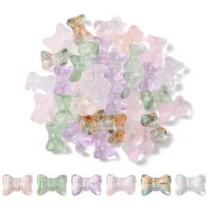 35Pcs Transparent Spray Painted Glass Beads