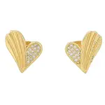 Brass Pave Clear Cubic Zirconia Stud Earrings