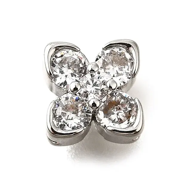 Brass Micro Pave Cubic Zirconia Beads