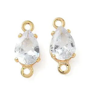 Brass Pave Cubic Zirconia Connector Charms