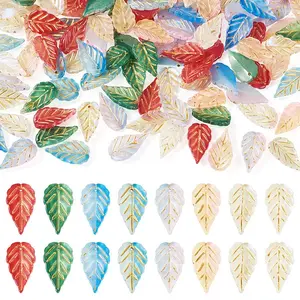 160Pcs 8 Colors Leaf Glass Pendants