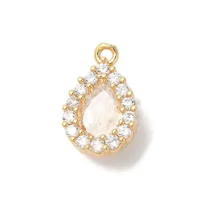 Brass Micro Pave Clear Cubic Zirconia Pendants