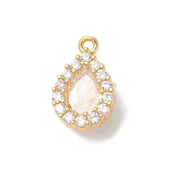 Brass Micro Pave Clear Cubic Zirconia Pendants