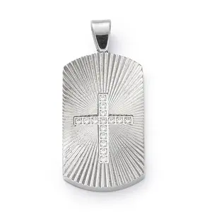 304 Stainless Steel Micro Pave Cubic Zirconia Pendants