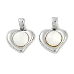 Brass Pave Natural White Shell Heart Charms
