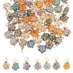 70Pcs 7 Color Copper Wired Wrapped Glass Pendants