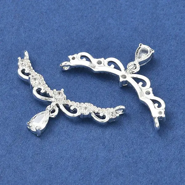 Brass Micro Pave Clear Cubic Zirconia Pendants