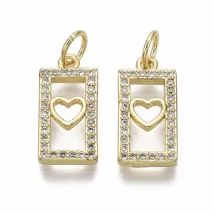 Brass Micro Pave Clear Cubic Zirconia Pendants