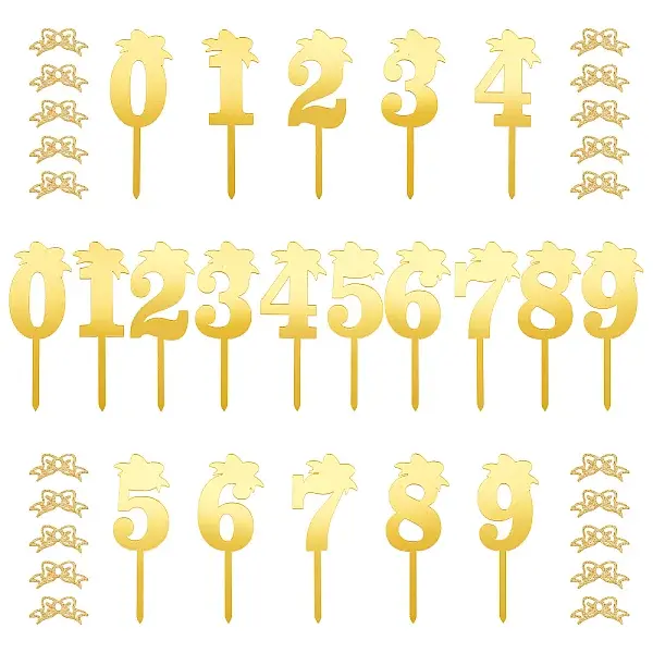 6Pcs 6 Style Acrylic Cake Insert Card Decoration