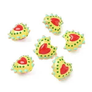 Baking Paint Glass Bumpy Beads Heart