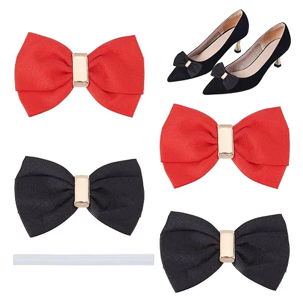 2 Sets 2 Colors Polyester Bowknot Shoe Decoration