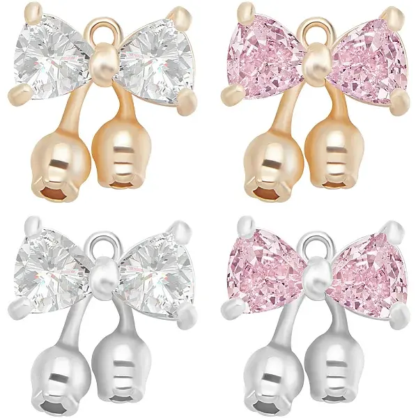 8Pcs 4 Styles Rack Plating Brass Pendants