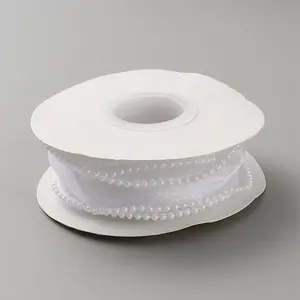 5 Yards Organza Ribbon with Plastic Pearl Beads