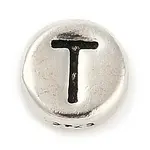 925 Sterling Silver Flat Round with Letter Beads