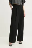 Kalhoty MICHAEL Michael Kors dámské, černá barva, široké, high waist, MS530TBENX