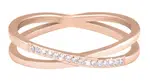 Troli Pozlátený dvojitý prsteň z ocele s čírymi zirkónmi Rose zlaté 54 mm