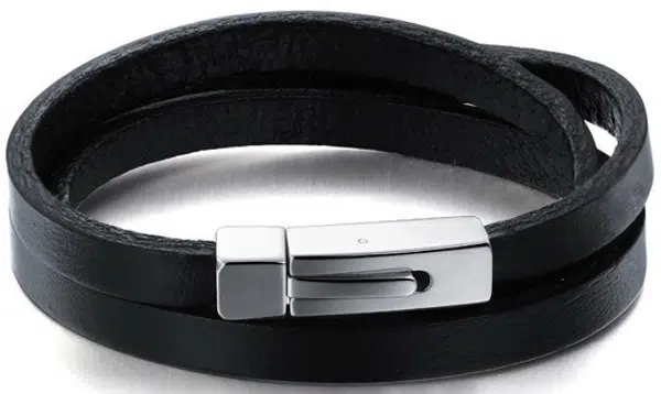 Troli Trojitý hladký kožený náramok Leather
