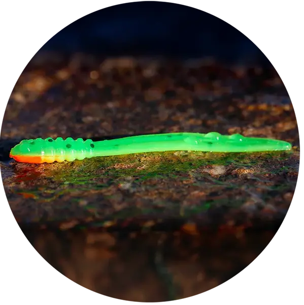 Redbass gumová nástraha micro tail fluo green rh uv color - s 48 mm
