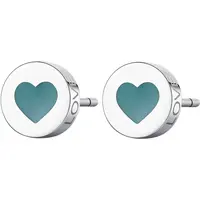 S'Agapõ Slušivé oceľové náušnice so srdcom Click SCK51
