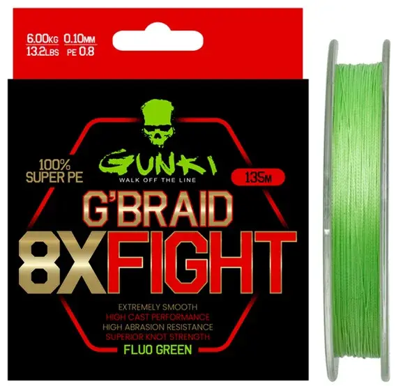 Gunki splietaná šnúra g braid 8x fighting pe0,8 135 m - 0,13 mm 7,7 kg