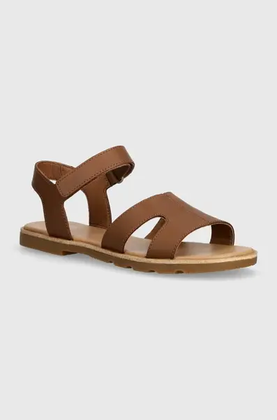 Kožené sandále Sorel ELLA III ANKLE STRAP dámske, hnedá farba, 2076821242
