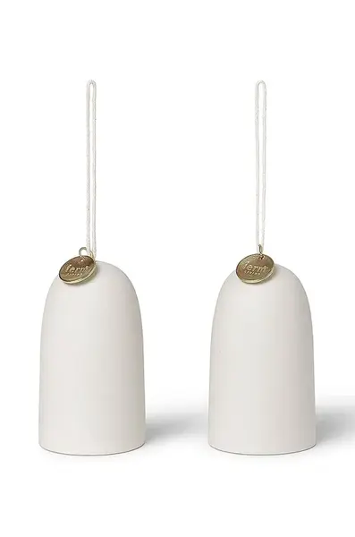 Vianočná dekorácia ferm LIVING Bell Ceramic Ornaments 2-pak