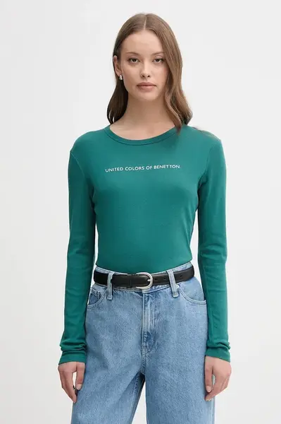 Bavlnené tričko s dlhým rukávom United Colors of Benetton