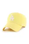 Bavlněná baseballová čepice 47brand MLB Los Angeles Dodgers žlutá barva, s aplikací